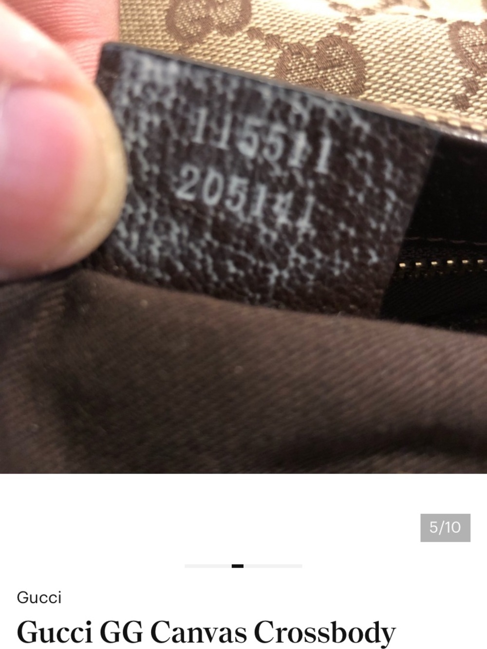 Gucci Beige/Brown GG Canvas Crossbody Bag with Dark Brown Trim - Picture 3 of 7